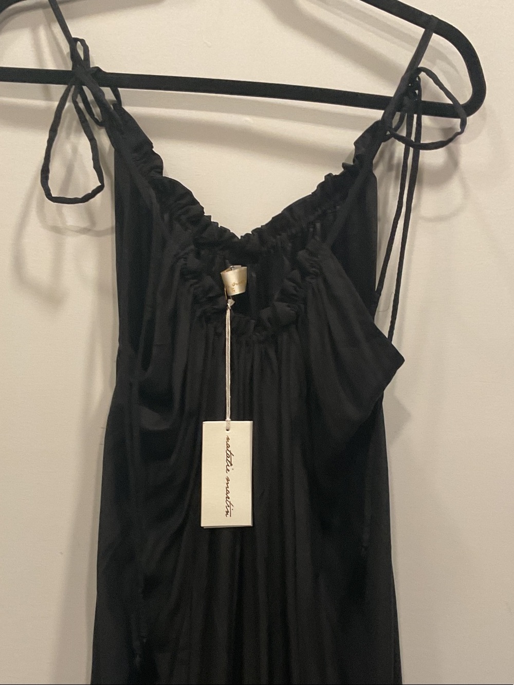 Classic Black 100% Silk Maxi Tie-Strap Dress - Picture 3 of 3